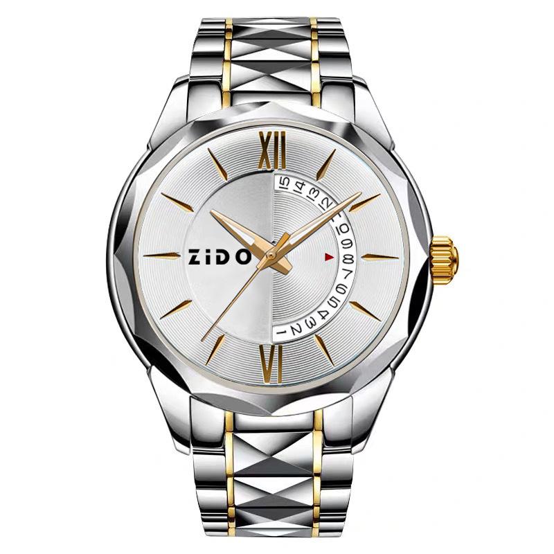 

Zido Мужские водонепроницаемые светящиеся кварцевые часы высокого класса со стальным браслетом Bare Watch белый