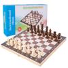 Reversible Wooden Board for Chess,24 Interlocking Wooden Checkers and 32 Standard Chess Pieces for Age 8 To Adult for Family Fun
