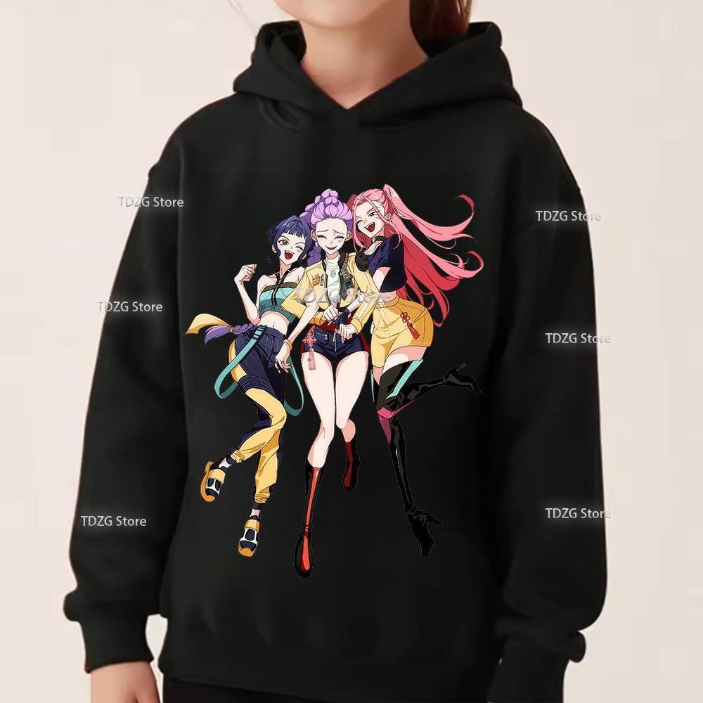 Hoodies & Sweatshirts (kids unisex) Fashion Minimalist Girl Group KPop Demon Hunter Print Boy Girl Fleece Pullover Hoodie Children Clothing