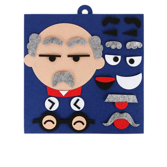 Sticker Facial Emotions Expression Changing Game Felt Human Face Puzzle Facematch Puzle for Kids Education Learning DIY Children 2 3 4 Years