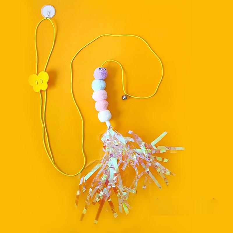Interactive Hanging Door Cat Swing Toy with Elastic Feather Bell Teaser Wand Self-Play Exercise Boredom Relief for Indoor Cats