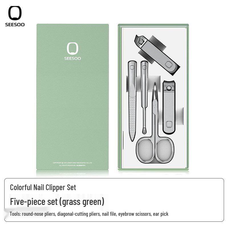 Seesoo Stainless Steel Nail Clipper & Manicure Set 5-piece зелёный