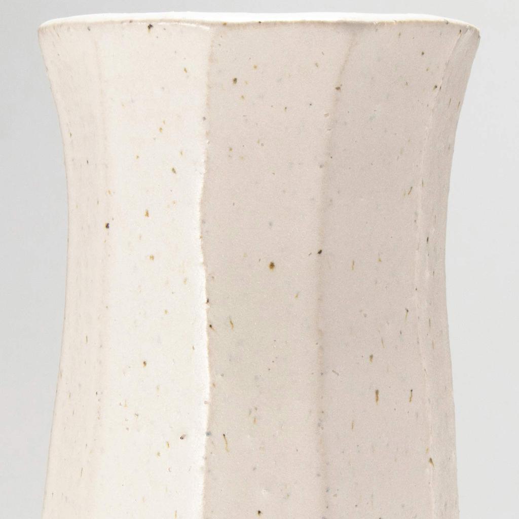 Marui Seito Shigaraki Ware Hechimon Flower Vase, Large, Vertical, White, Hana Kiraku, Granite White-Trimmed Ceramic, MR-1-5524