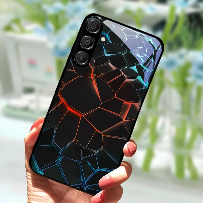 Voor Samsung A56 Glazen Hoesje A26 A36 Hard PC Gehard Glas Telefoonhoesje Voor Galaxy A15 A25 A35 A55 Cartoon Luxe Schokbestendige Hoesjes