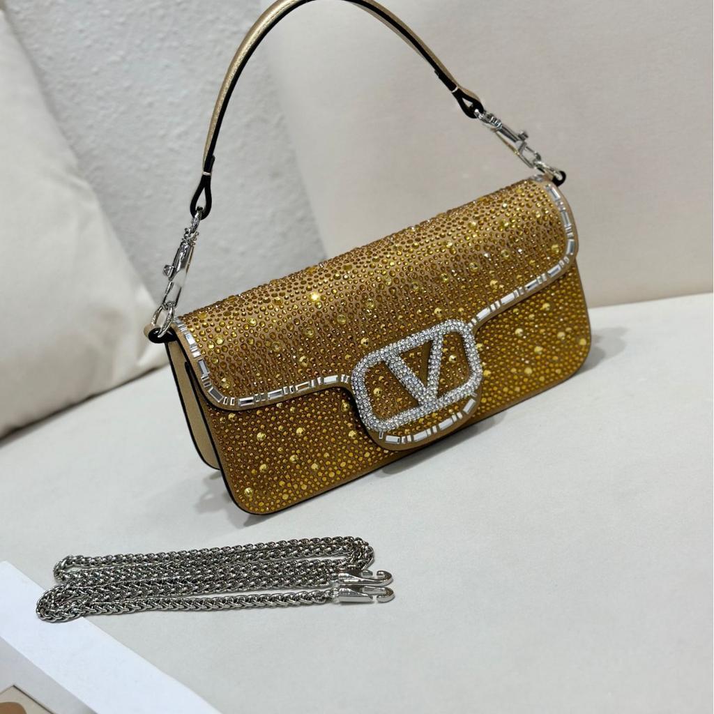 Nuova Borsa da Sera Completamente Ricoperta di Diamanti per Donna, Portatile, Borsa a Mano, a Spalla, con Catena, Borsa Europea e Americana da Sottobraccio