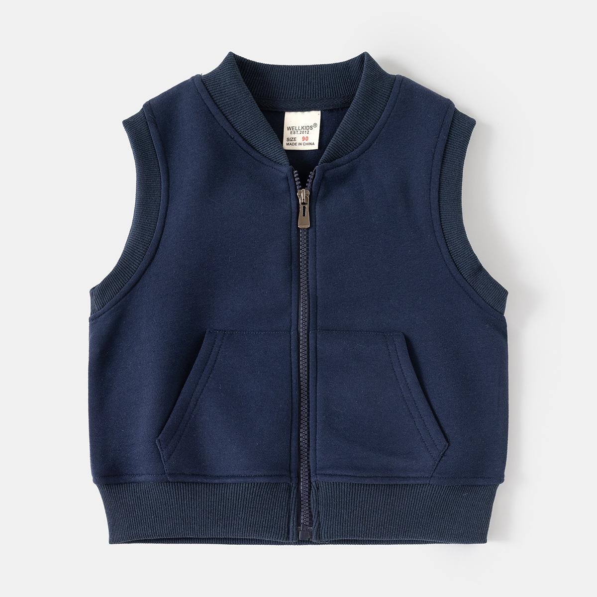 Boys Solid Color Sweater Vest Knit Sleeveless Pullover Casual Spring Autumn Top for Kids 90cm