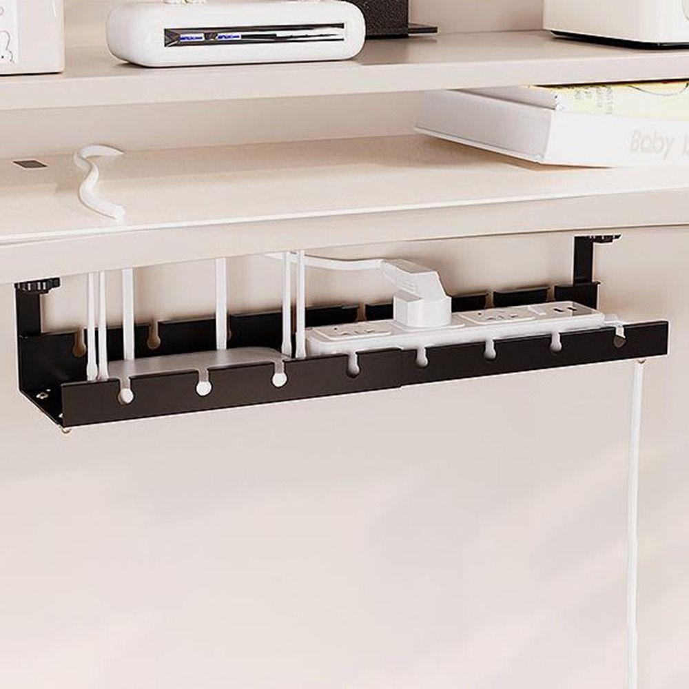 Space Saving Retractable Cable Storage Rack No Drilling Under Desk Cable Shelf  Computer Desk