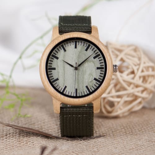 BOBO BIRD B045 Bamboo Watch with Nylon Band, 40mm Diameter