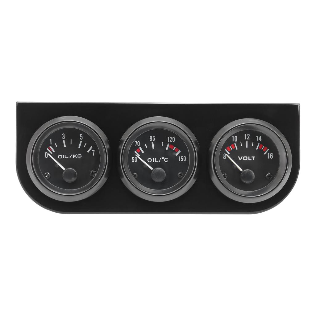 52mm 3 in 1 Triple Gauge Kit oil Temp Gauge 50-150℃ Oil Pressure Gauge 0-7 OIL/KG Voltmeter 8-16V With Temp&Pressure Sensor