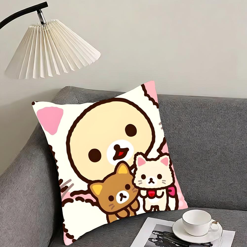 RRilakkuma Cartoon Cushion Cover Pillowcase Ultra Soft Skin Friendly Fabric Cloud Like Comfort  Concealed Zipper