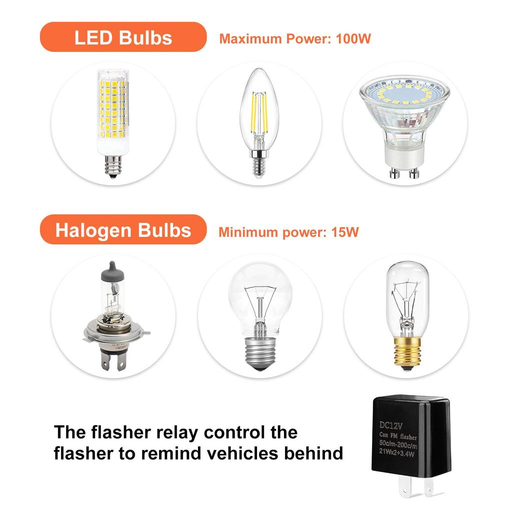 Weasch 2 Pack 12VDC Adjustable Prong Flasher Replacement Compatible LED Electronic Flasher Relay for