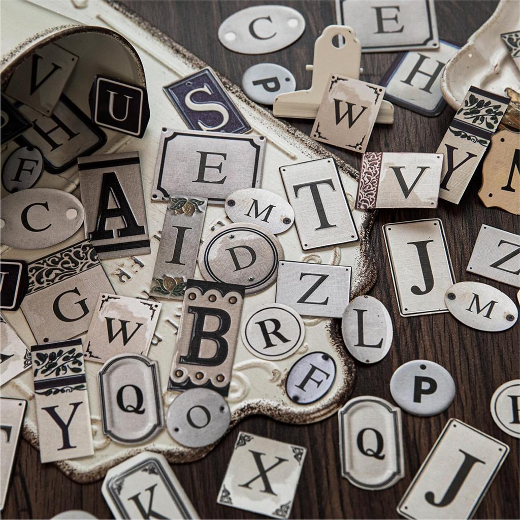 Frekyar Assorted Sticker Collage Large Cute Planner Stylish Cute Collage Vintage Sticker Retro Alphabet the Materials, Flakes, Capacity, Girls, Decor,