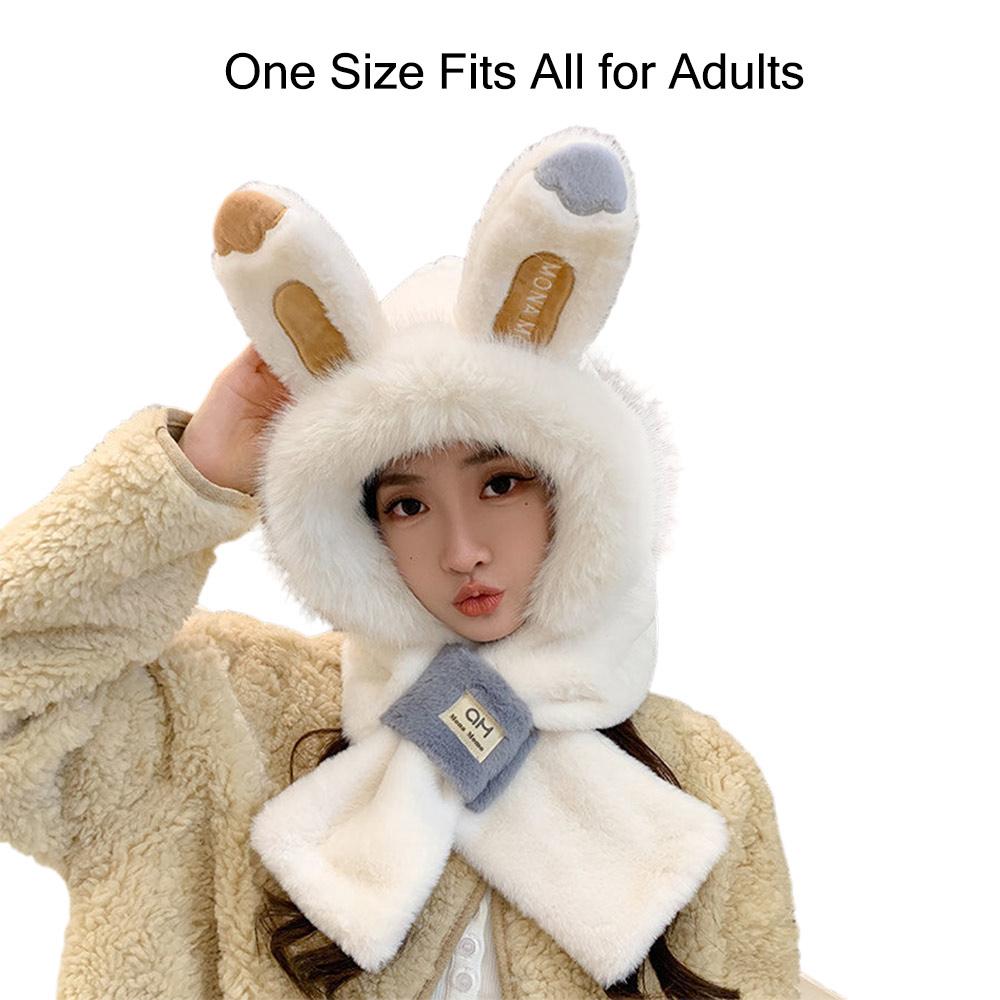 Windproof Integrated Hat Scarf Set Soft Cozy Russian Hat  for Women