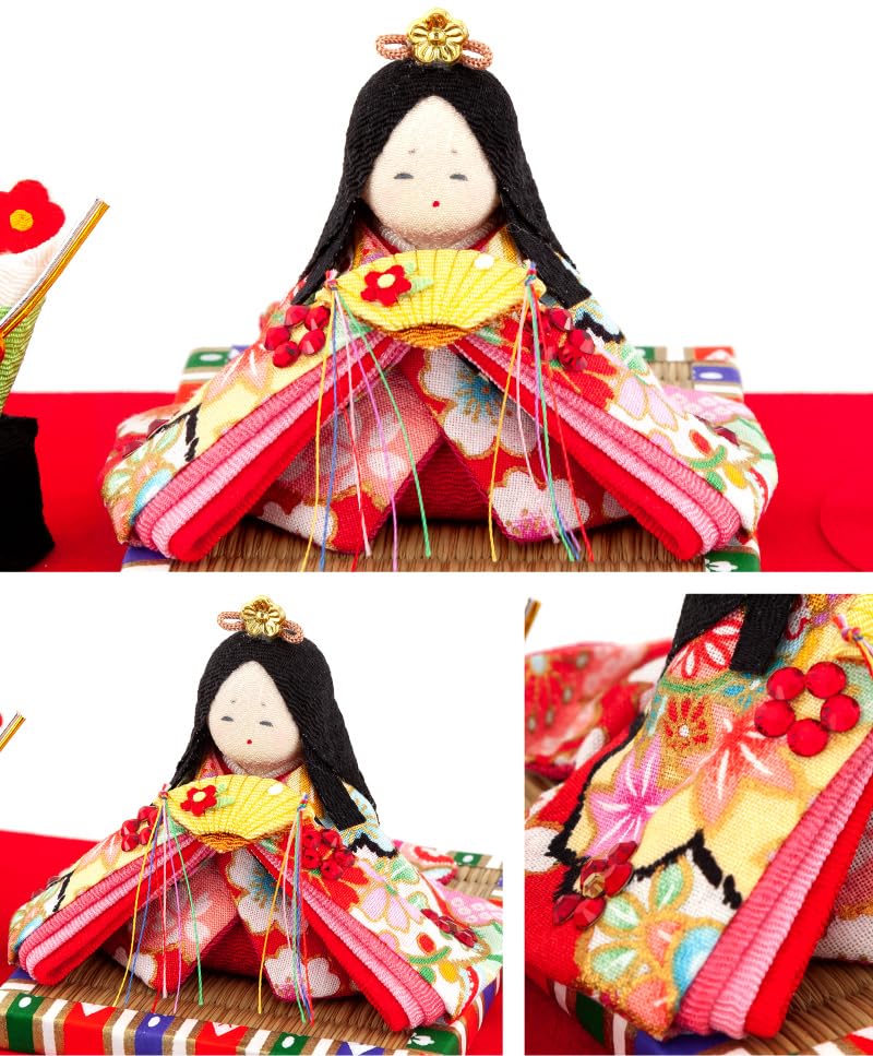 Hina Doll Ryukodo Crepe Compact Hina Doll Case Decoration Ten People Decoration Candy Red Rhinestone Acrylic Case Water Cherry Color 2.Flowing