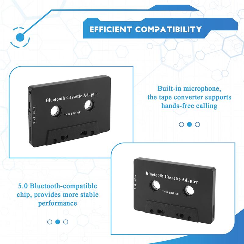 Universal Cassette Bluetooth 5.0 Audio Car Tape Aux Stereo Adapter with Mic for Phone MP3 AUX Cable CD PlayerABGI