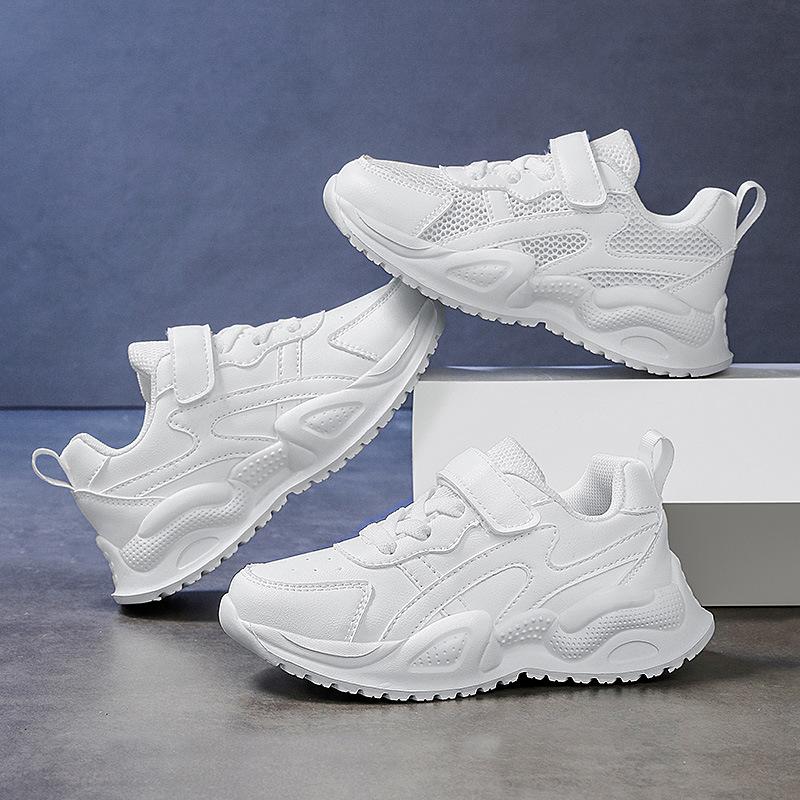 Campus White Shoes Children's White Sneakers Boys Mesh White Shoes Elementary School Boys Board Shoes Girls Running Shoes