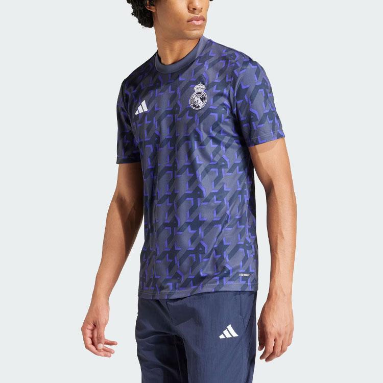 Adidas Real Madrid Pre-Match Jersey With Geometric Pattern Men Tops Dark-Cyan IQ0544