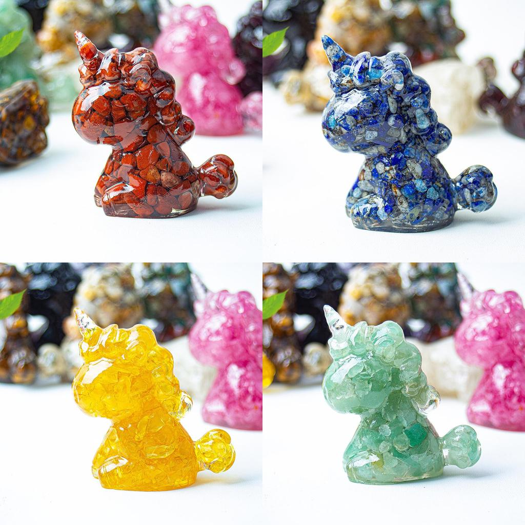 Unicorn Resin Figurine With Handcrafted Crystal Texture For Home Decor And Giftgiving