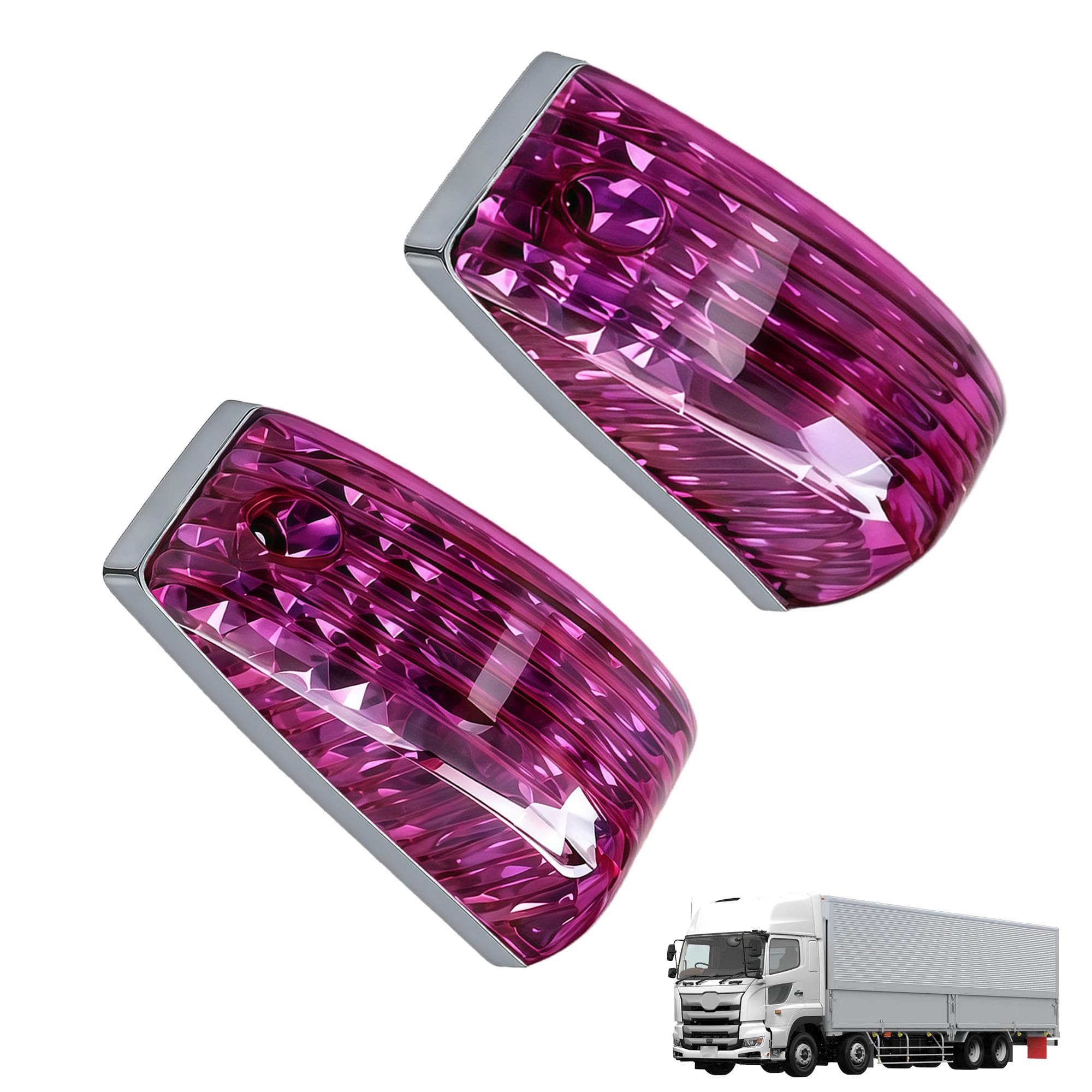 RXCARGO Side Markers for 17 Hino Profia Trucks Door Side Turn Signal Left and Right Purple - Markers, Lights, Lamps, Set, фиолетовый