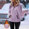 New Style Women's Fall Winter High Neck Zipper Pocket Long Fleece Hoodie
