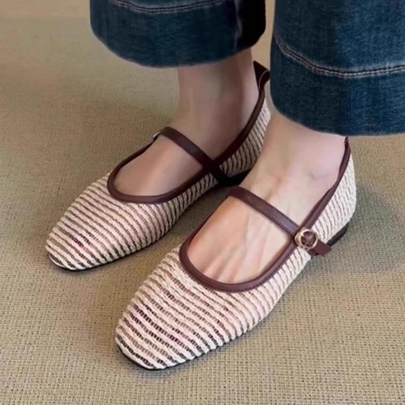 Fashion Ladies Shoes 2025 Hot Sale Shallow Women's Flats Fashion Buckle Strap Casual New Square Toe Light Best Seller Flat Low Heels