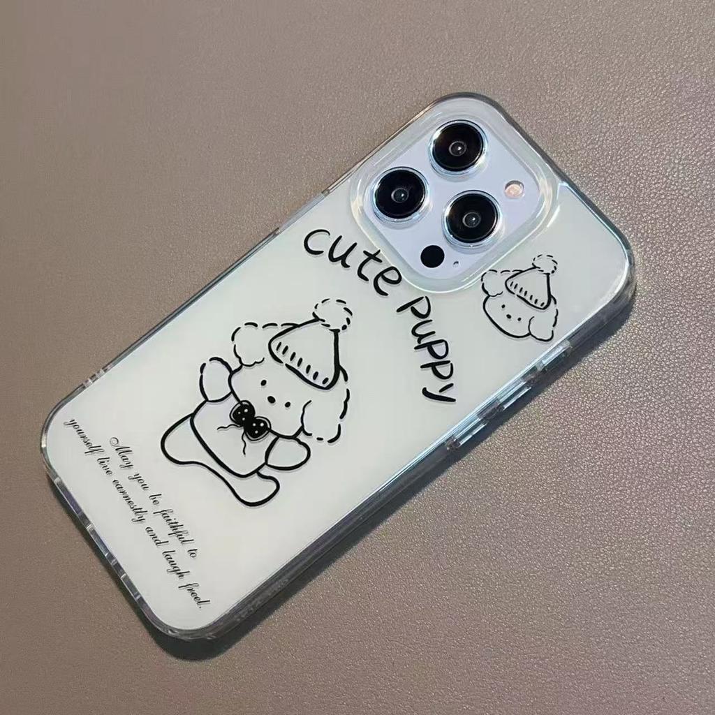 Line cute puppy iPhone 17promax mobile phone case for apple 16promax white background imd case 15