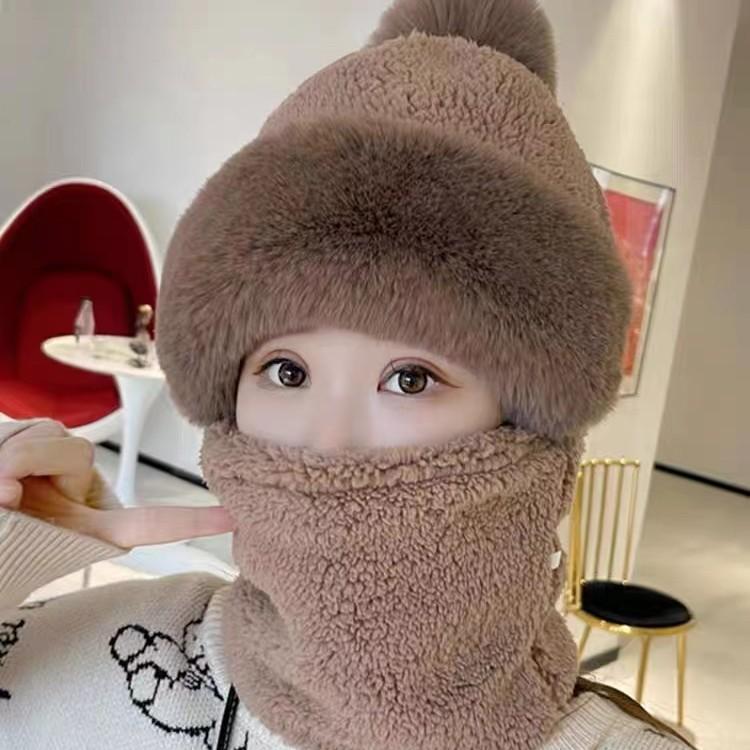 Hat, Ladies, Winter, 2025 Winter New Style, Warm Cycling Windproof Face Mask, Cold Resistant Neck Protection Cover, Integrated Scarf, Artistic Retro