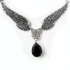 Gothic Angel Wings Black Dangle Necklace