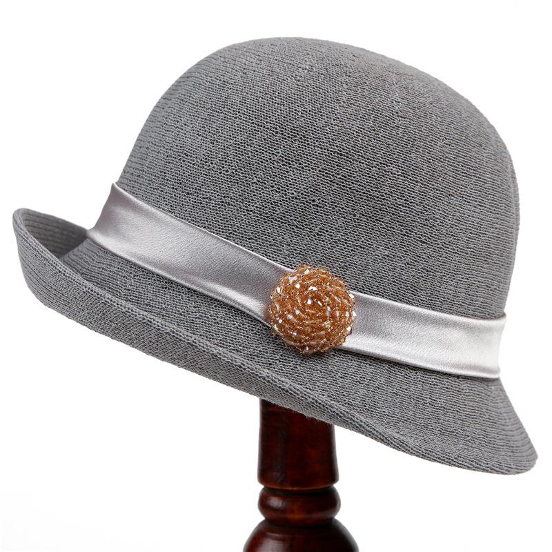 

Ретро цилиндр с загнутыми полями, женская шляпа от солнца, дышащая конопляная шляпа-котелок с загнутыми полями, модный темперамент весны и лета, шляпа рыбака M（56-58cm） серый