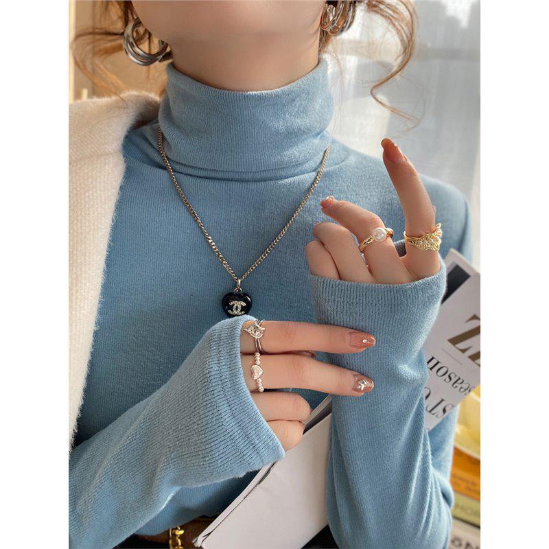 

Women s Slimming Pink High Neck Base Shirt - Fashionable Brushed Top for Autumn/Winter 2024 Small