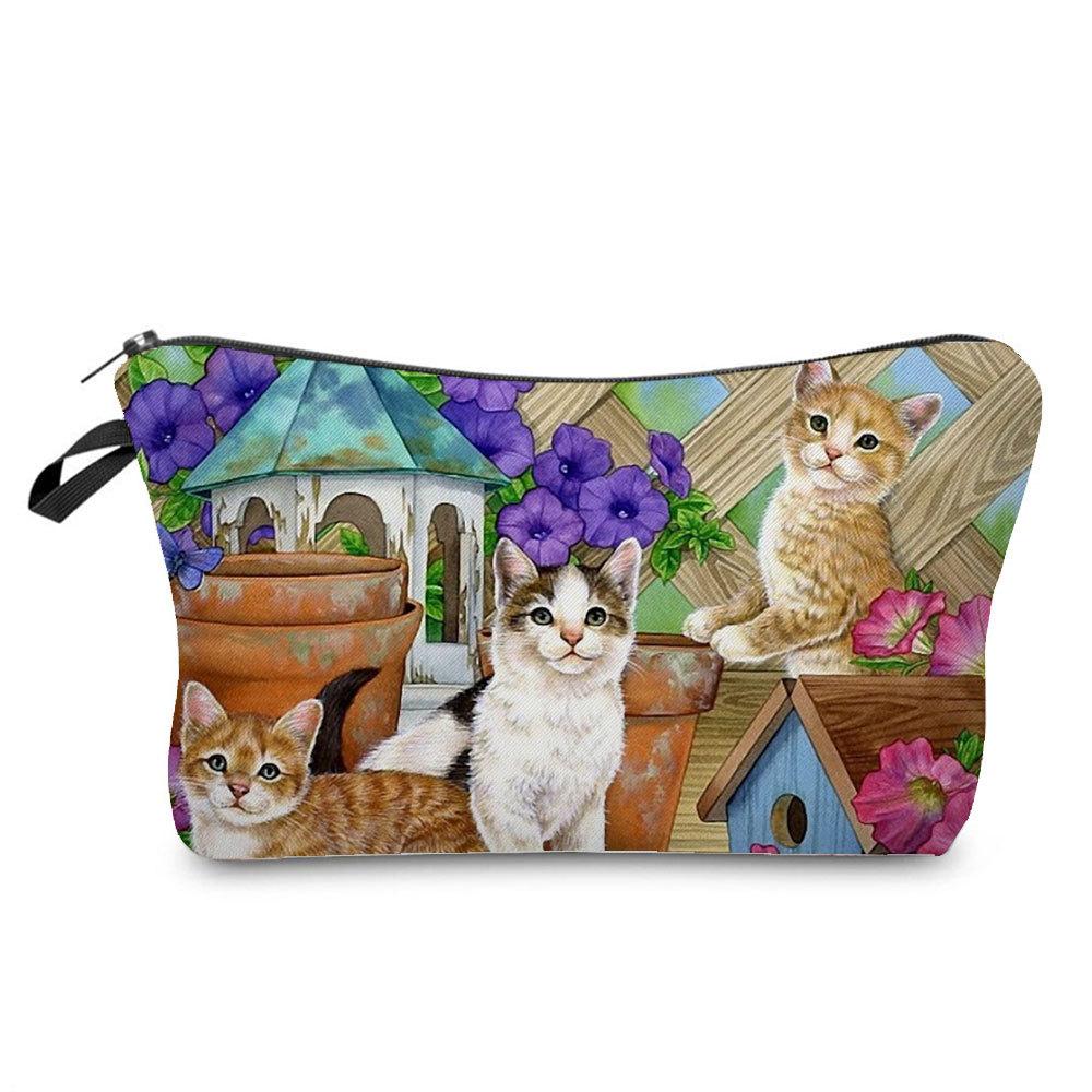 Women Cat Print Cosmetic Bag Toiletries Organize Travel Storage Case  6429