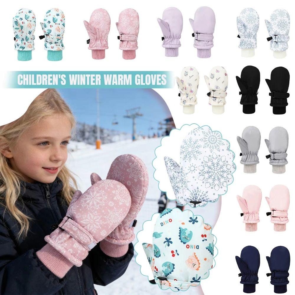 Windproof Children Ski Gloves Waterproof Warm Mittens Printed Kids Winter Gloves Baby Boy
