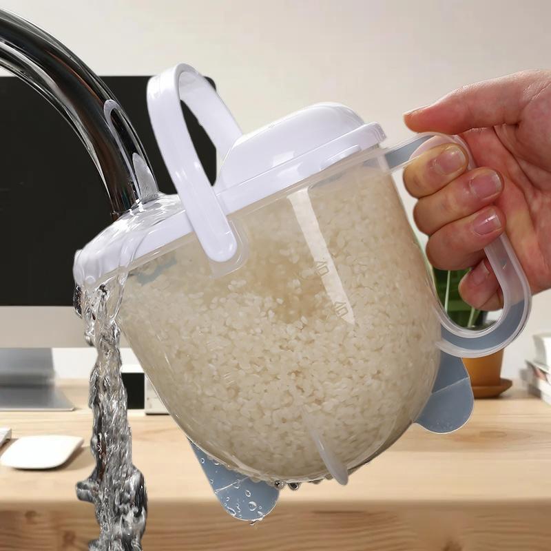 Reiswaschsieb mit Griff, Reiswaschsiebschüssel mit Deckel, Praktische multifunktionale Küchenartikel für Getreide, Bohnen