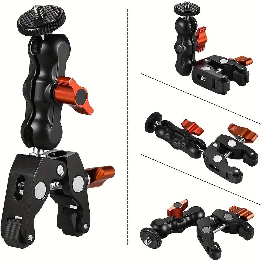 A Versatile Super Clamp with a Universal Aluminum Alloy Featuring 1/4" And 3/8" Screw Holes Suitable for GPS Devices Phone Mounts And Action Cameras