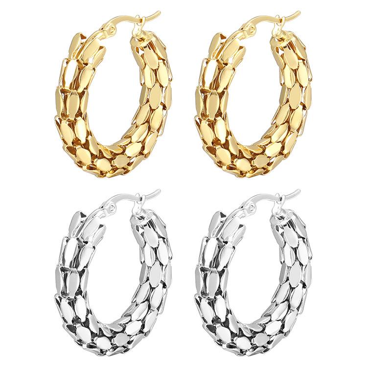 Snake Scale 18K Gold Stainless Steel Earrings, High-end Women's Personalized Earrings, Cold Wind Ear Jewelry