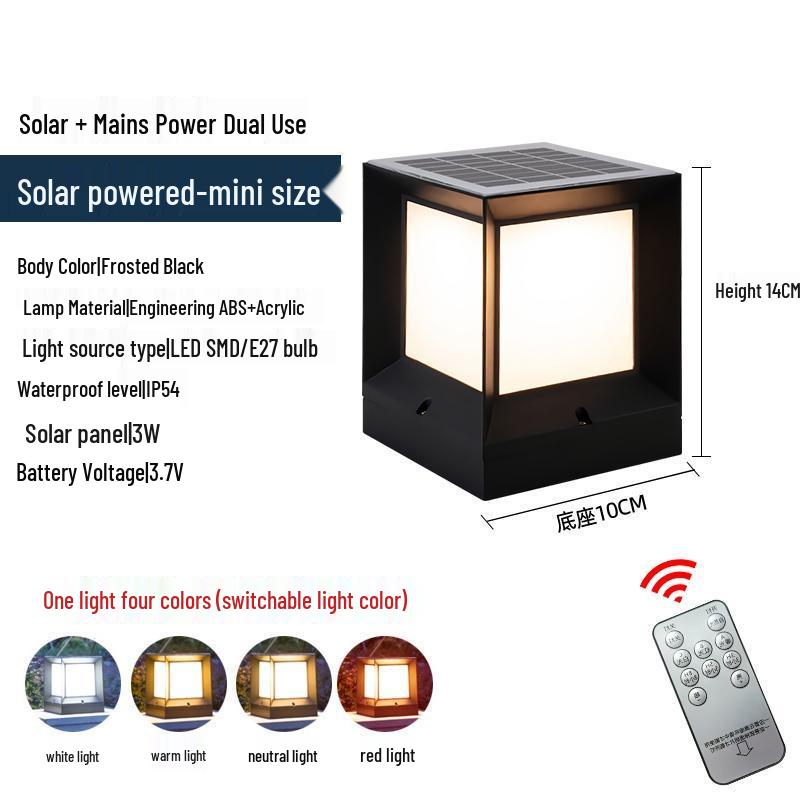 European-Style Solar Waterproof Outdoor Square Light for Courtyards, Villas, Parks, Fences, and Gates 
