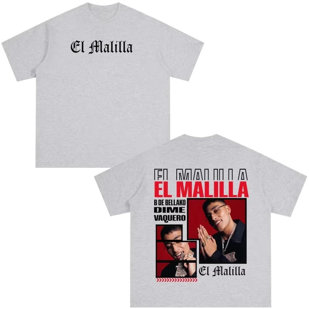 Unisex Women Hip-hop Casual T-shirts Singer El Malilla Album Print T-shirt Summer Short-sleeved Relaxed Casual Gothic Punk T-shirt
