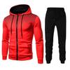 2 Piezas/Set Traje Deportivo para Hombre Cordón Capucha Manga Larga Tops Cintura Elástica Pantalones Set Ropa de Fitness Ejercicio Ropa Casual