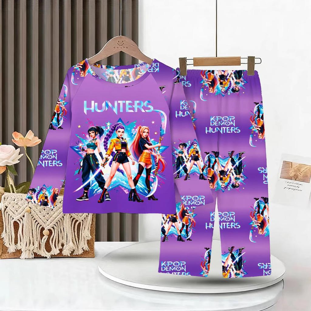 New Demon Hunters Children's Pajamas Long Sleeve Cartoon Girls Babies Middle and Older Children's Loungewear Set