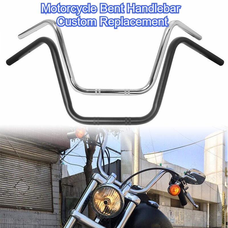 22mm/25mm Motorcycle Handlebar for Harley Sportster XL883 XL1200 X48 Dyna Softail Road King Heritage, Aluminum Bent Bar
