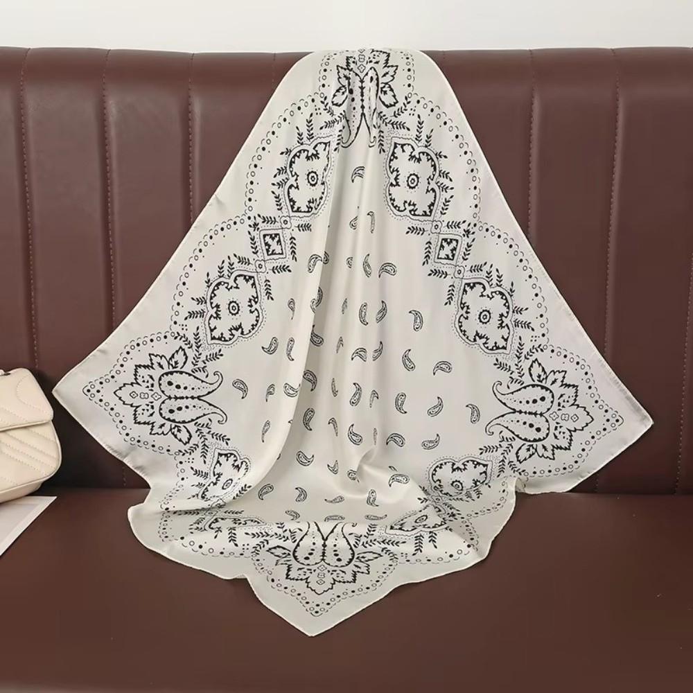 Y2K Small Square Scarf Spicy Girls Hair Scarf Elegant Cashew Flower Print Scarf  Beach