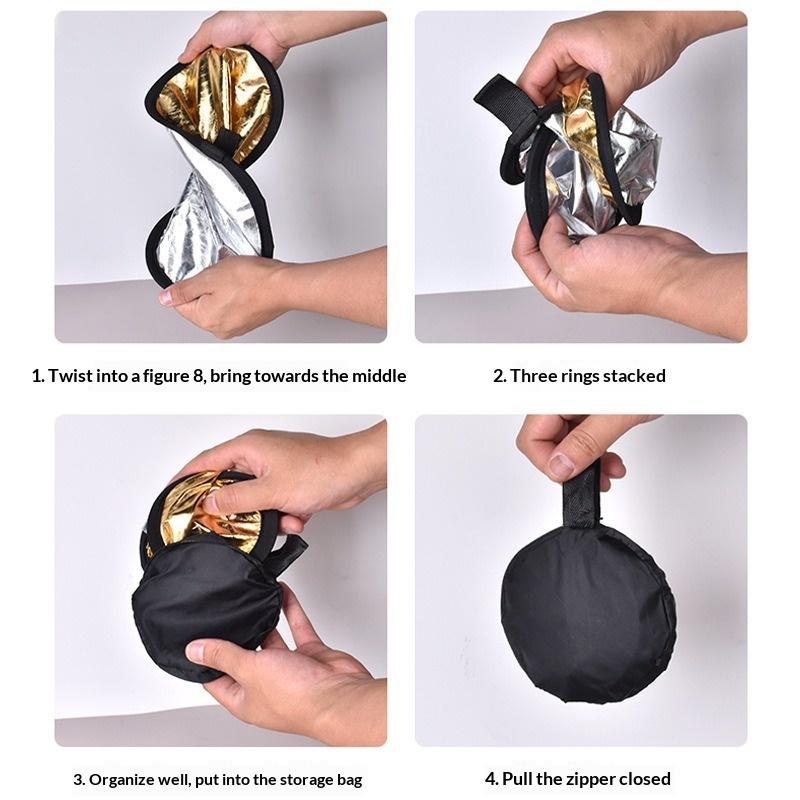 2 In 1 Photography Light Reflector Foldable Portable For Outdoor Studio Portrait Product Shooting 30Cm/60Cm/80Cm