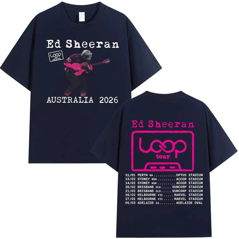 Fashion Hip Hop Tshirt Cotton Oversized T Shirts Ed Sheeran Loop Tour Australia 2026 Tour Merch Tshirts Fans Gifts Unisex