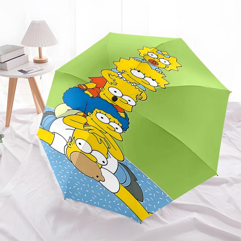 

Simpsons Family Stack Umbrella Automatic Opening and Closing, Portable 3 Fold Design with 8 Bone Iron Frame, Outdoor Rain Shelter for Fans,