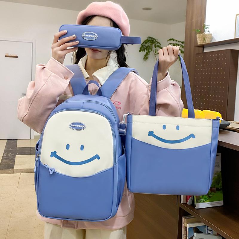 

Cute Smiling Primary and Secondary School Students Schoolbags Simple and Fashionable Large Capacity Backpacks Small and Fresh Travel Backpacks