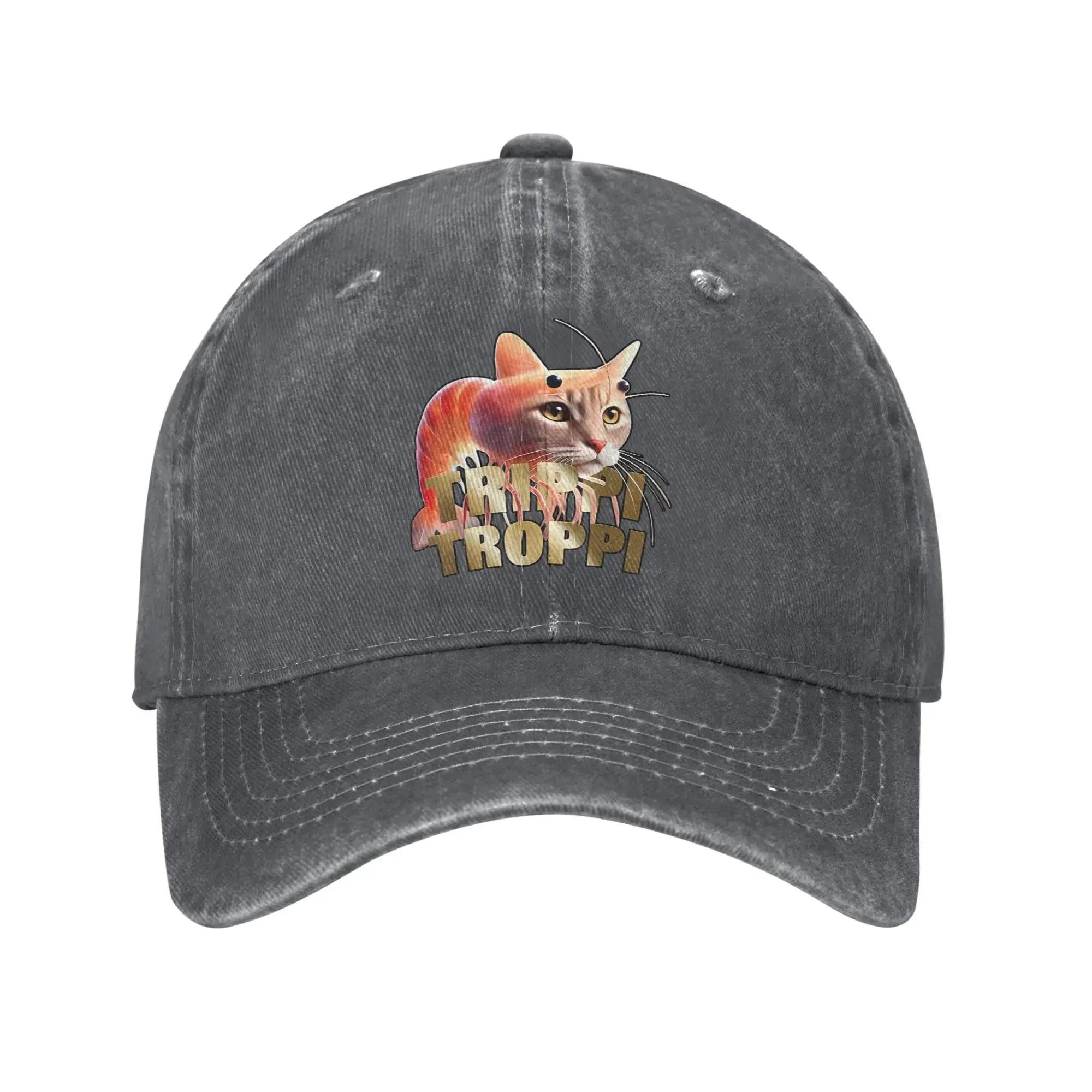 Trippi Troppi Cat Italian Brainrot Meme Men Women Baseball Cap  Distressed Denim Hats Cap Vintage Unstructured Soft Sun Cap as shown