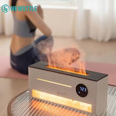 Nuevo Humidificador Llama Rocosa 260ML Gran Capacidad Difusor de Aroma Aceite Esencial Reloj Llama Colorida Luces Nocturnas