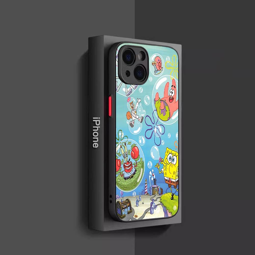 

Cartoon Cute S-SpongeBob Anime Phone Case For IPhone 11 12 13 14 15 16 Pro Plus X XS MAX Matte Bumper Shockproof Cover iphone 11pro