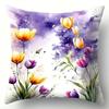 Home Decor Colorful Floral Watercolor Pattern Pillow Covers Pattern Cushion Cover Suitable for Sofa Bedroom Car Pillow Cover