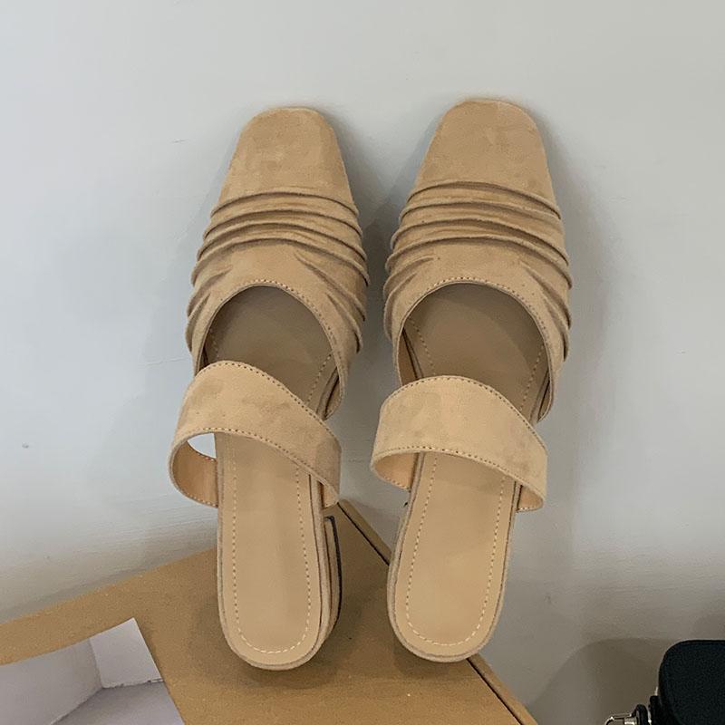 Fashion Fashion Square Toe Ladies Flats Slippers Sandals Shoes Spring Summer Beach Female Slides Women Flats Slippers Mules Shoes
